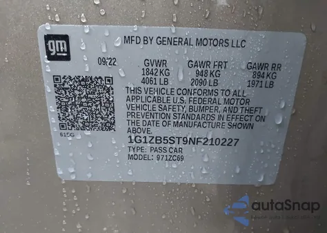 2022 Chevrolet Malibu Fwd Ls from USA, damaged, VIN 1G1ZB5ST9NF210227